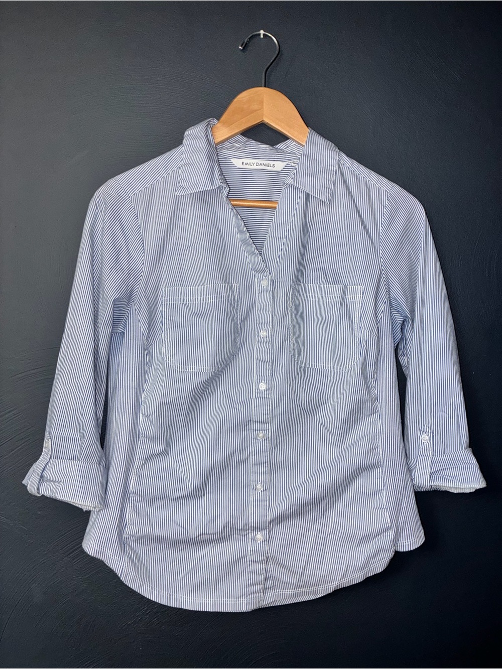 Emily Daniels Lightweight Blue Striped Button-Up Shirt